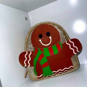 Golden Glitter Gingerbread Mini Zip Up Bookbag Pouch